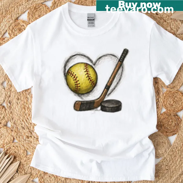 T-shirt celebrating love for softball and hockey