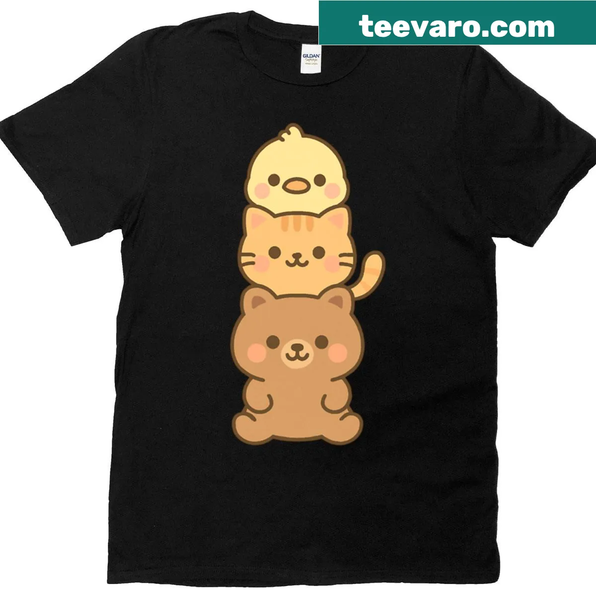 Cartoon stacked animals design on a fun T-shirt — on a men's t-shirt