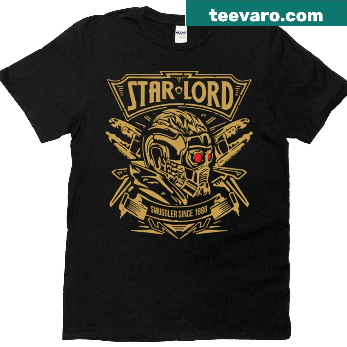 Fan art t-shirt featuring Star Lord from Guardians of the Galaxy — on a men's t-shirt