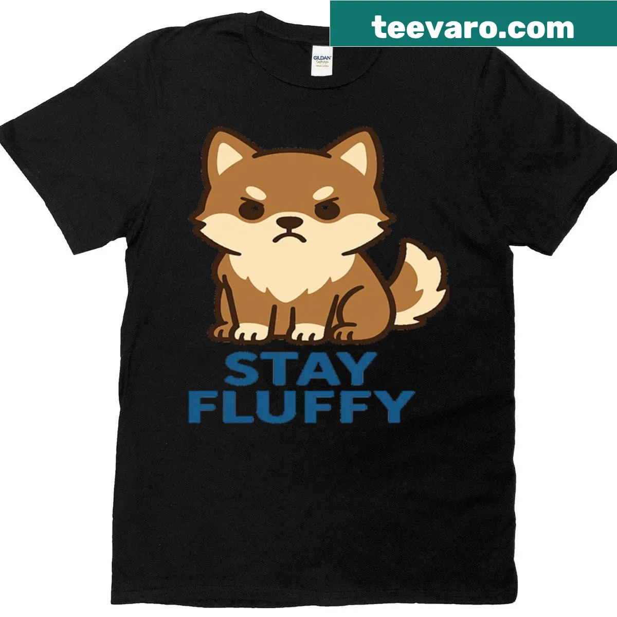 Cartoon of a cute angry dog in a playful design — on a men's t-shirt