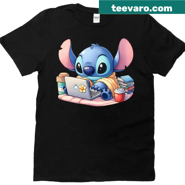 T-shirt with the playful phrase 'Stitch Working'
