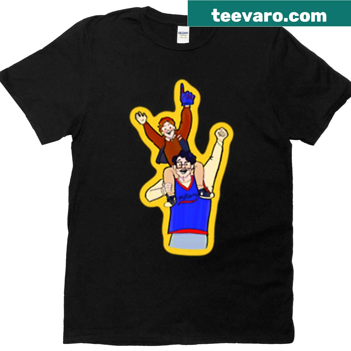 Illustrative T-shirt featuring 'Super Buds' with a playful design. — on a men's t-shirt