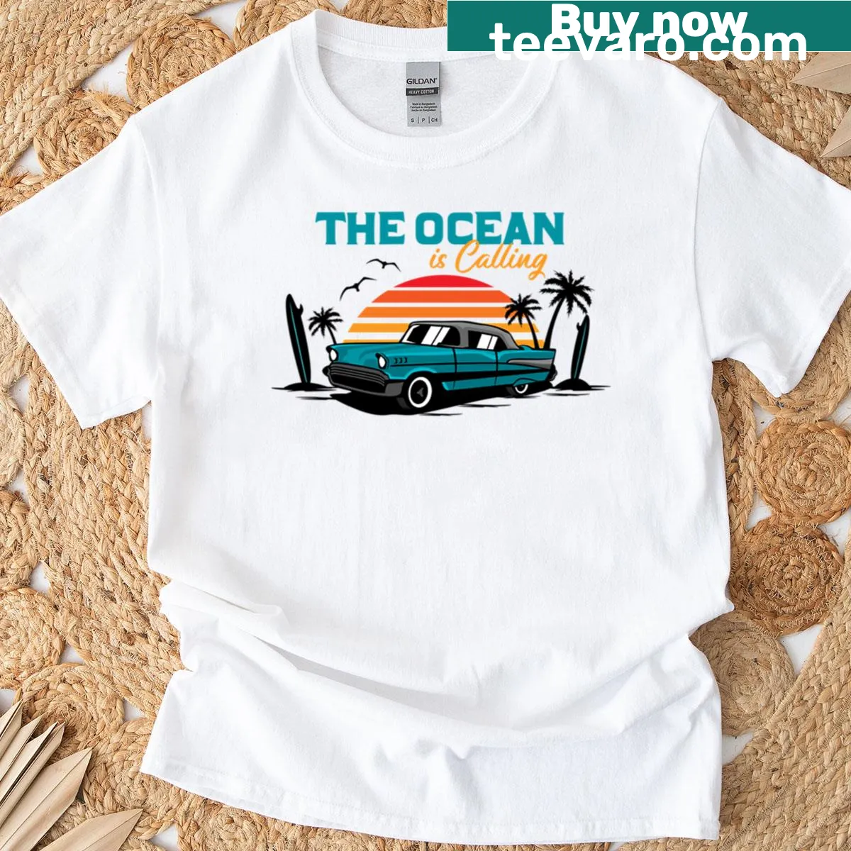 Inspirational ocean-themed T-shirt with elegant illustrations — on a men's t-shirt