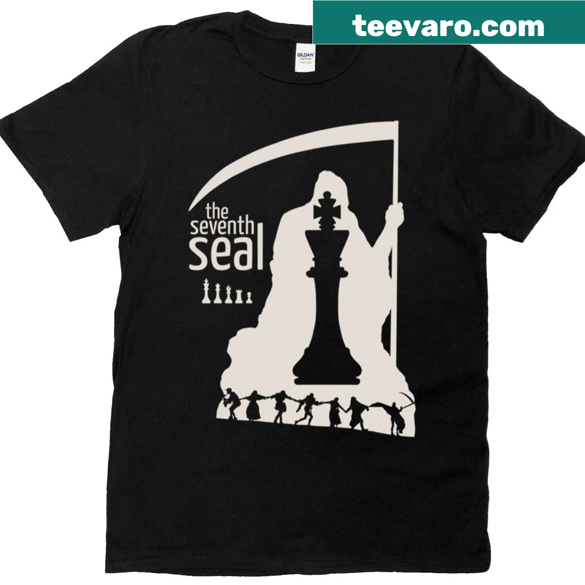 Artwork inspired by 'The Seventh Seal' film on a t-shirt — on a men's t-shirt
