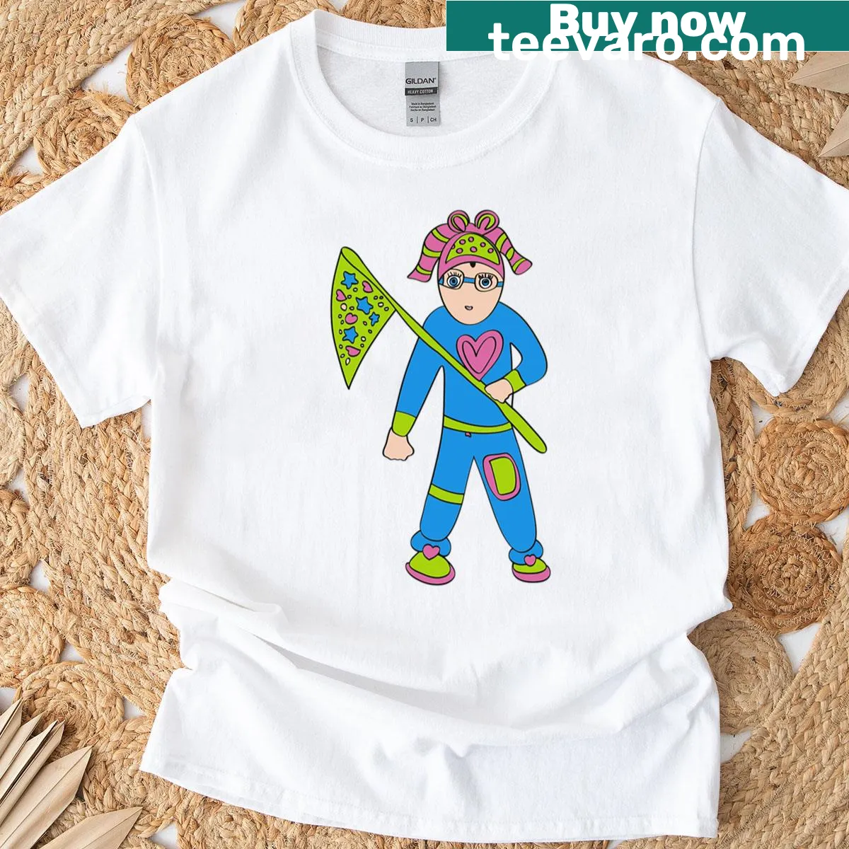 Cosmonaut and spaceship illustration on child-friendly T-shirt — on a men's t-shirt