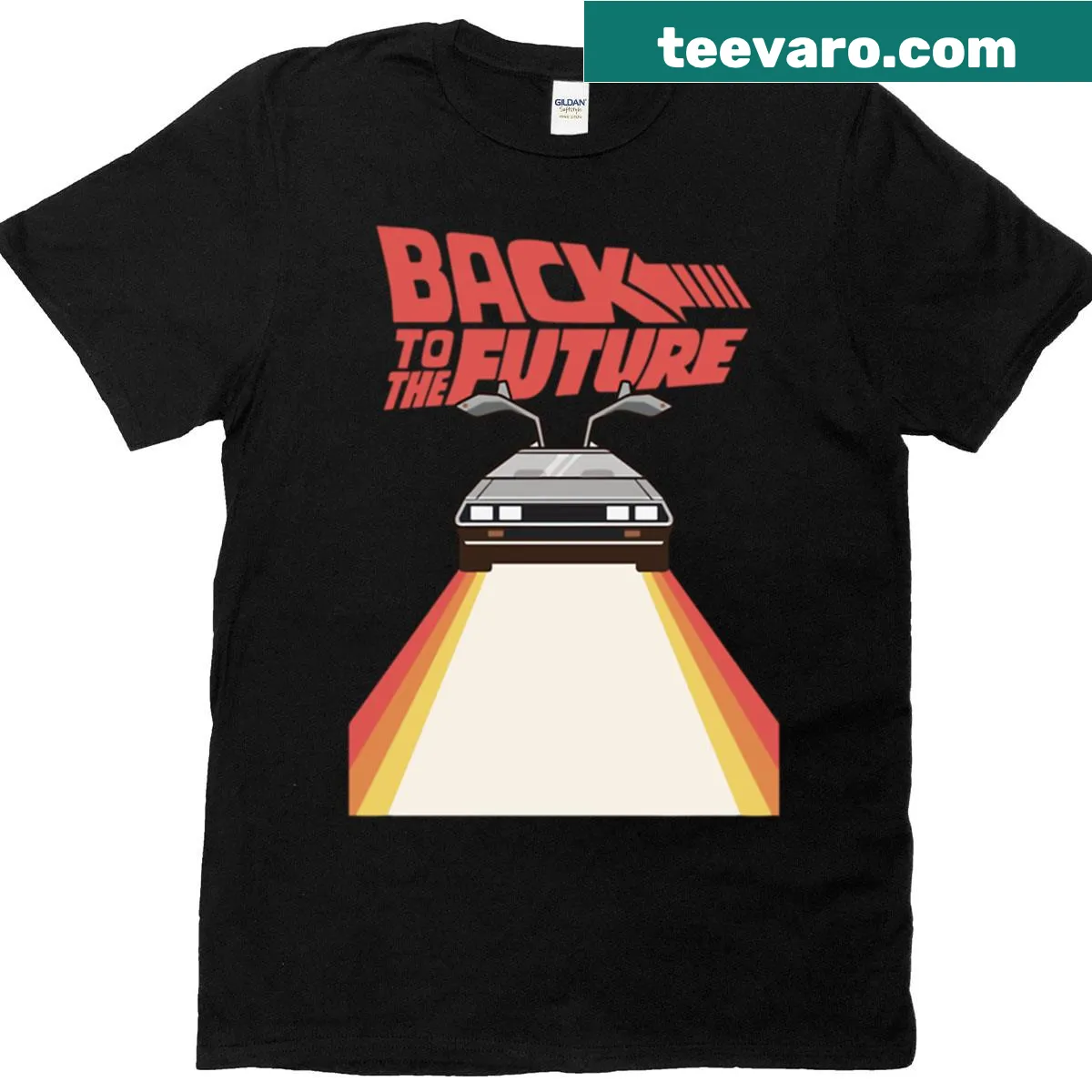 Street-inspired T-shirt featuring a DeLorean car design — on a men's t-shirt