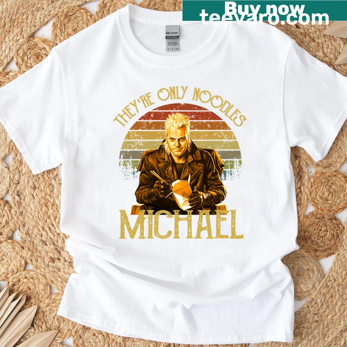Vintage distressed t-shirt featuring a humorous movie quote — on a men's t-shirt