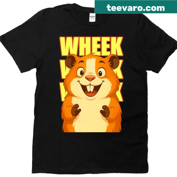 Cute t-shirt with a guinea pig and the phrase 'Wheek Wheek Wheek'