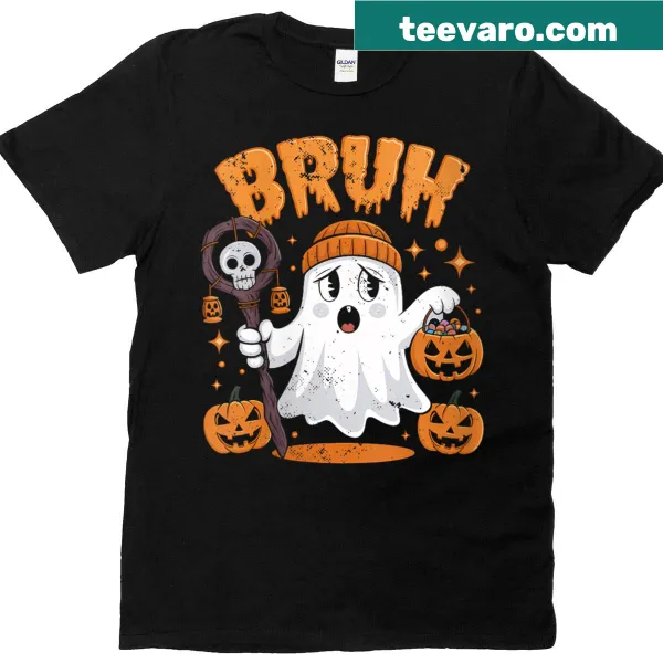 Cute cartoon ghost Halloween T-shirt with funny text