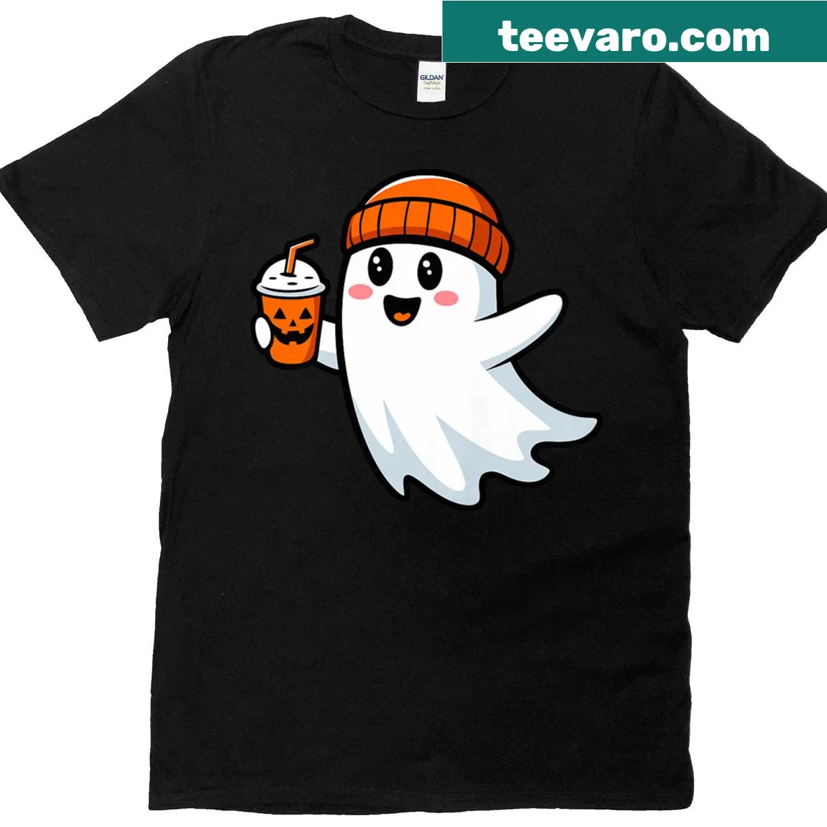 Funny Halloween t-shirt featuring a spooky ghost and 'Boo' text — on a men's t-shirt