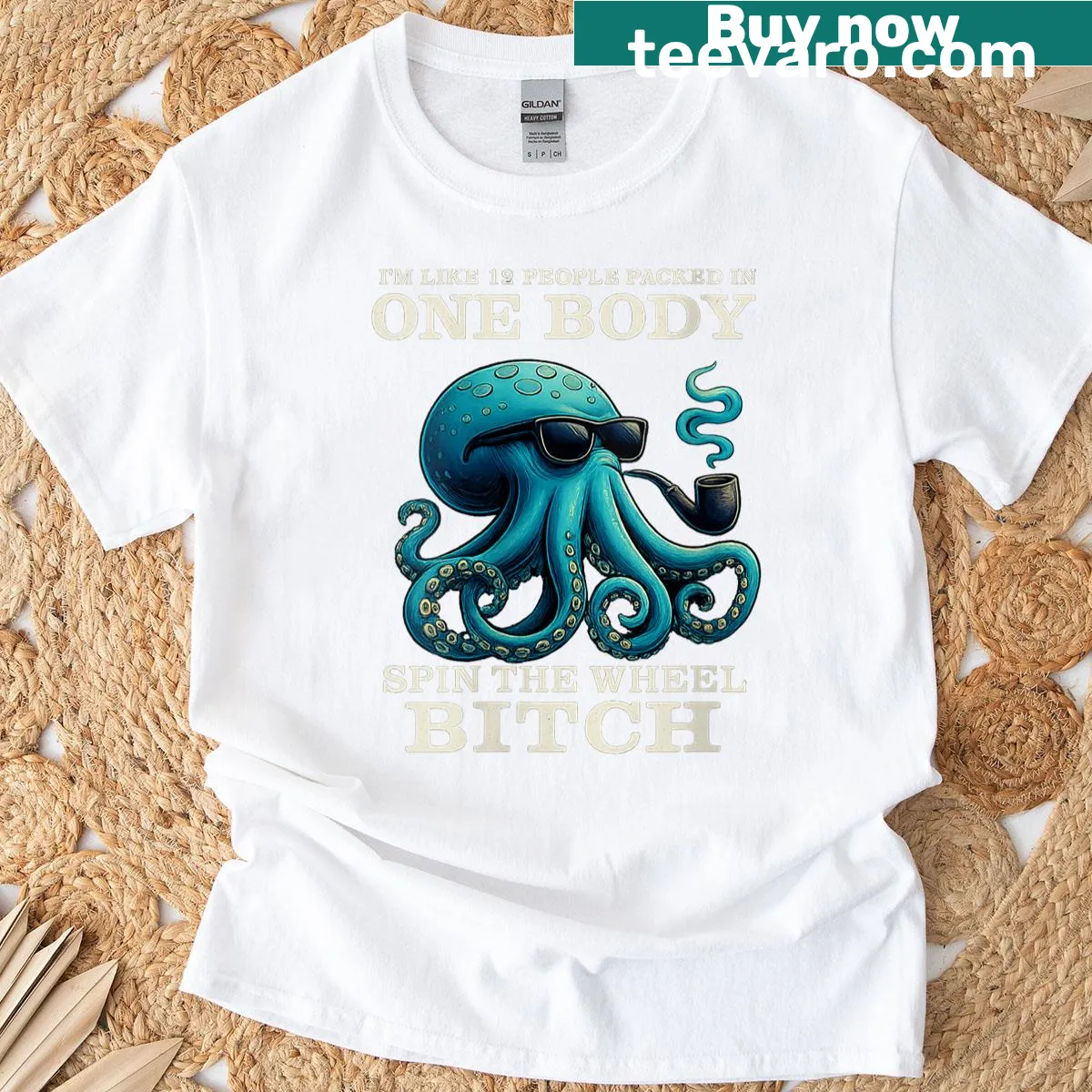 Funny octopus graphic T-shirt with humorous saying about personalities — on a men's t-shirt