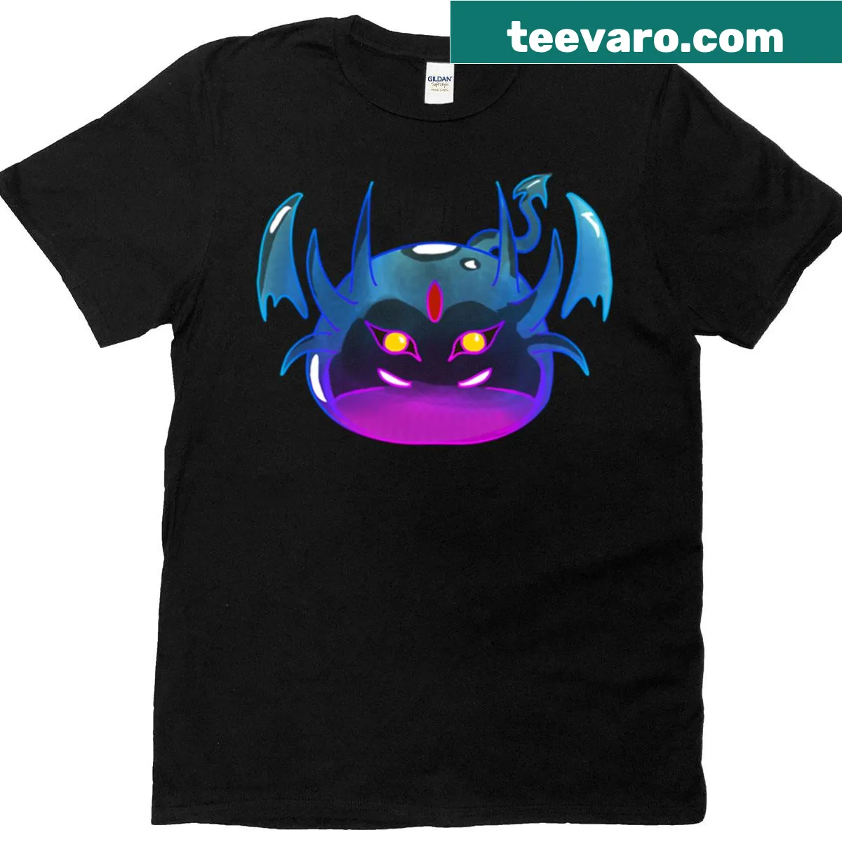 Oversized T-shirt with an illustration of a playful yokai slime. — on a men's t-shirt