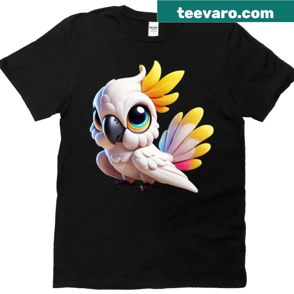 T-shirt with an illustration of an adorable cockatoo