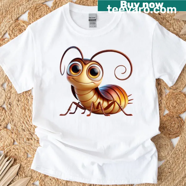 Cute cartoon cockroach graphic on a t-shirt