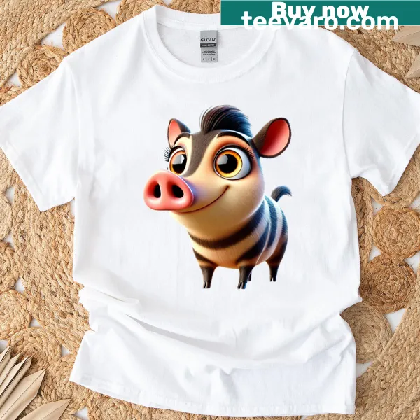 Cute T-shirt with an illustration of a collared peccary