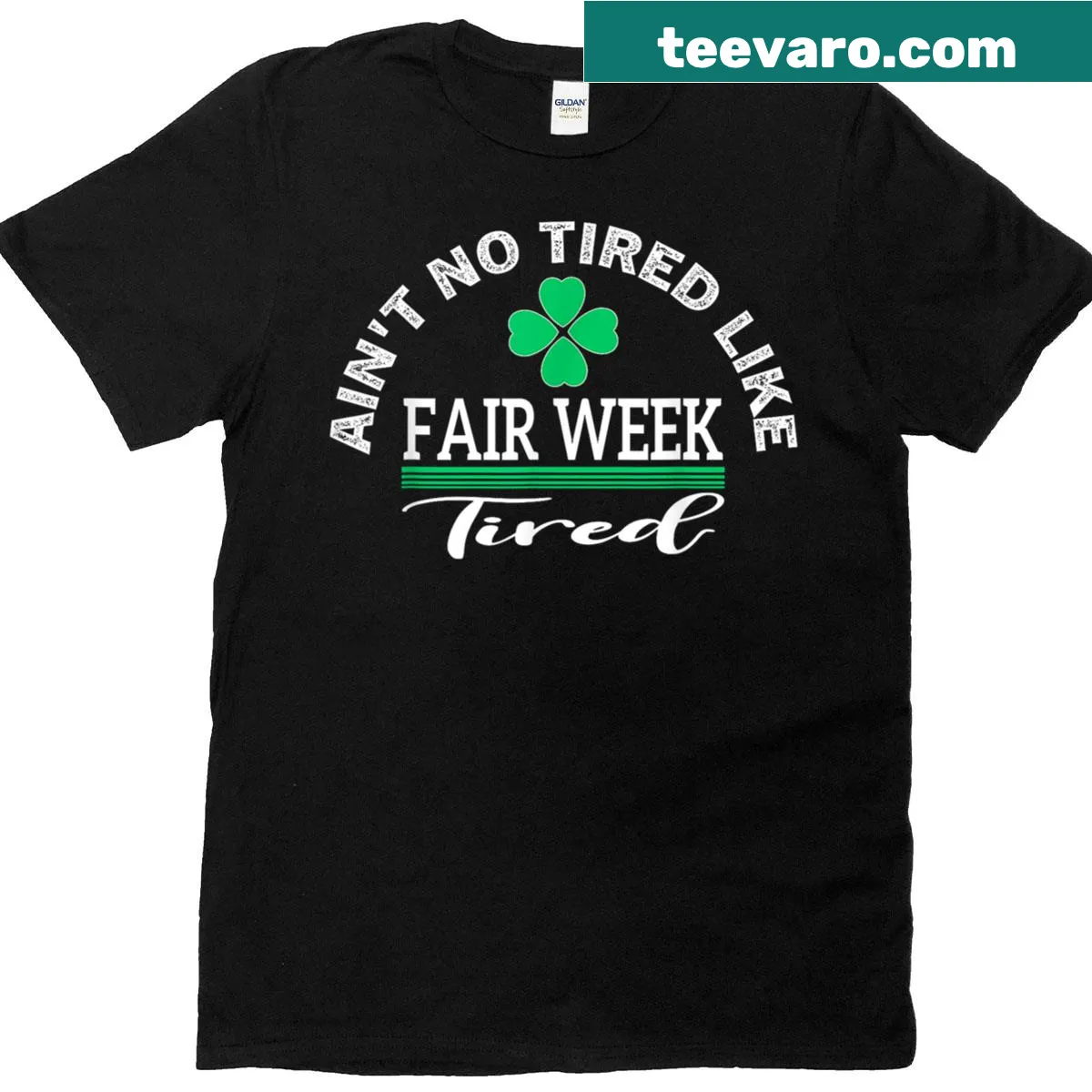 Funny t-shirt with a saying about being tired after fair week — on a men's t-shirt