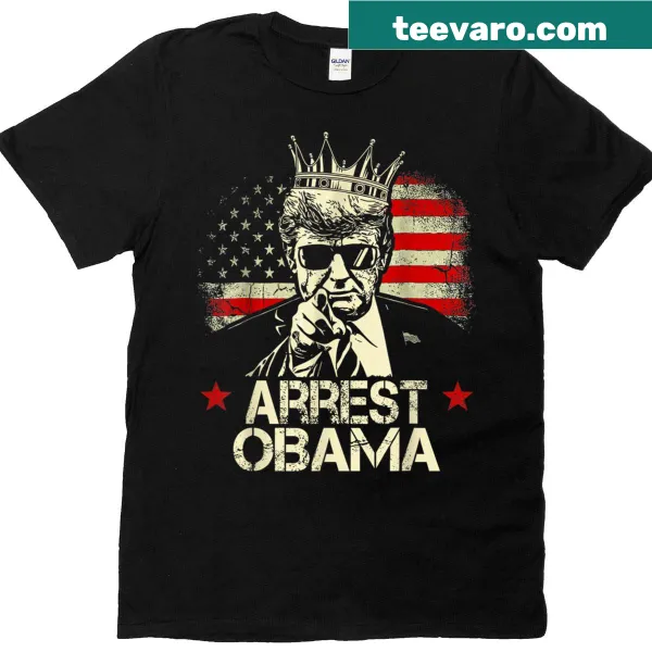 T-shirt with 'Arrest Obama' graphic in vintage style