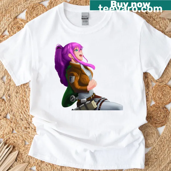 Cartoon graphic of a peach with a fun theme on a t-shirt