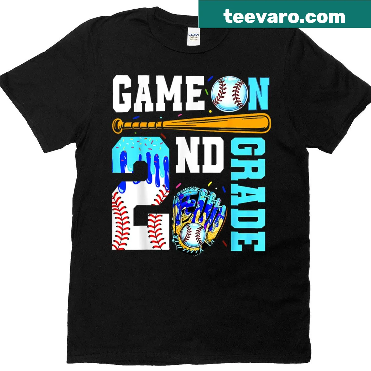 T-shirt with a baseball and ice cream design for kids. — on a men's t-shirt