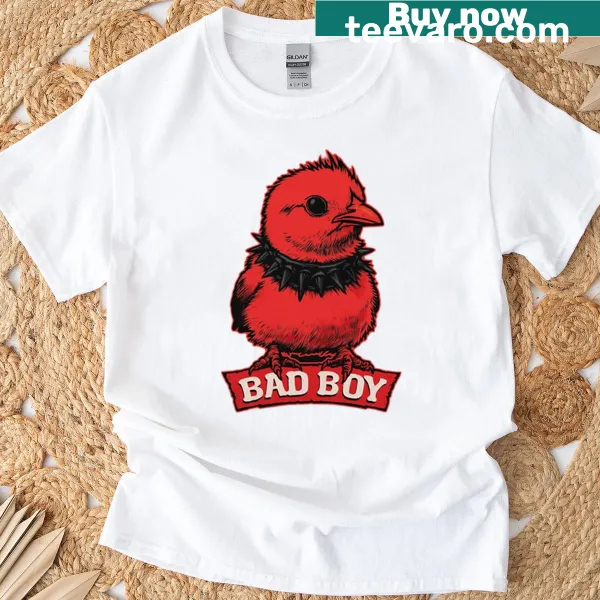 Funny T-shirt with a cartoon angry chick wearing a spiked collar
