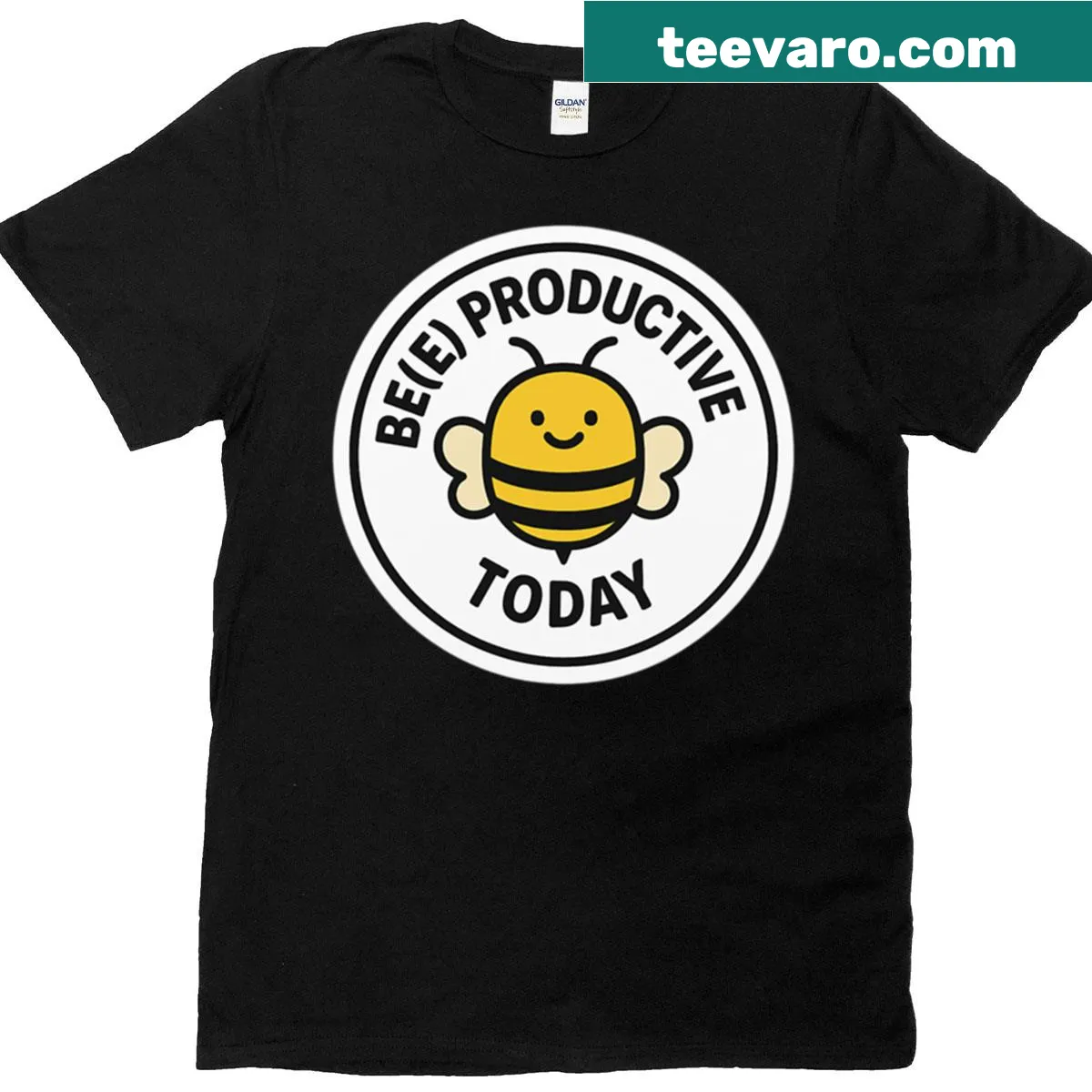 Inspirational t-shirt with bee graphic encouraging productivity — on a men's t-shirt