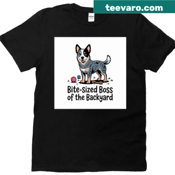 Minimalist line art of a Blue Heeler dog on a T-shirt