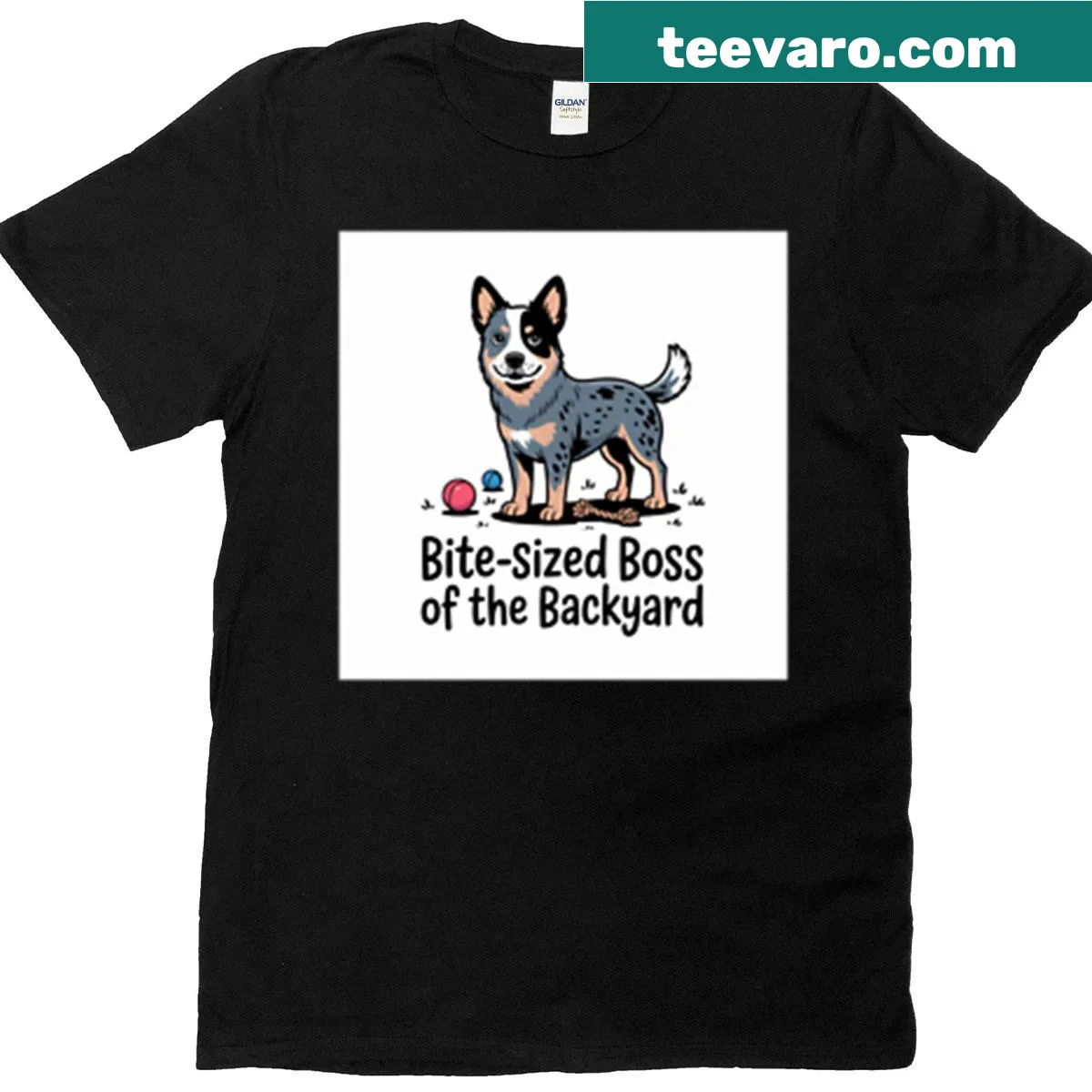 Minimalist line art of a Blue Heeler dog on a T-shirt — on a men's t-shirt