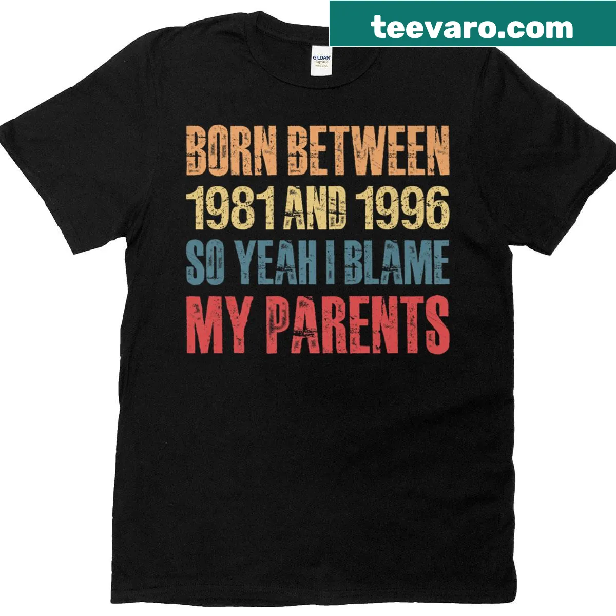 Nostalgic 'Born Between 1981 And 1996' T-shirt — on a men's t-shirt