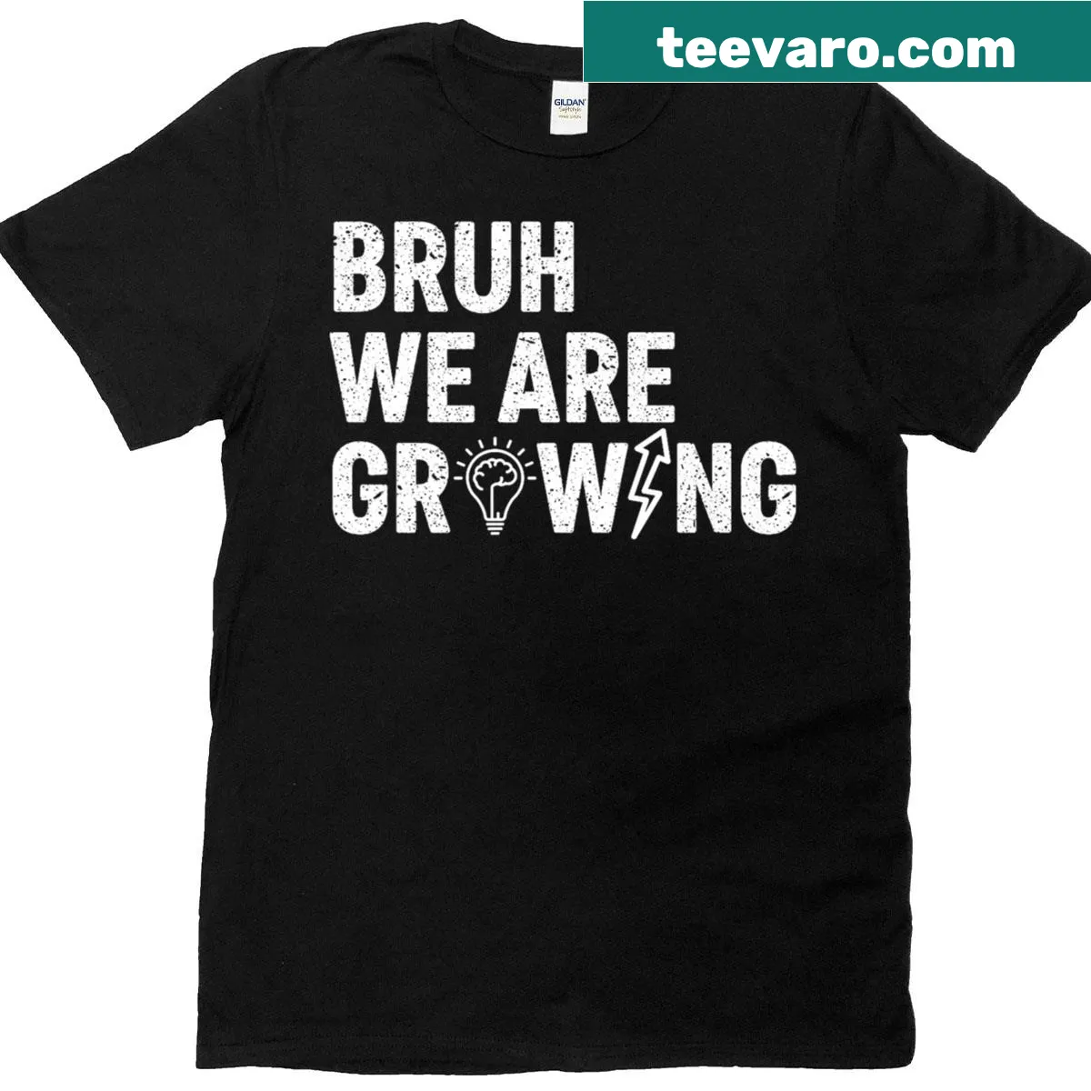 Funny squad T-shirt featuring glowing era text — on a men's t-shirt