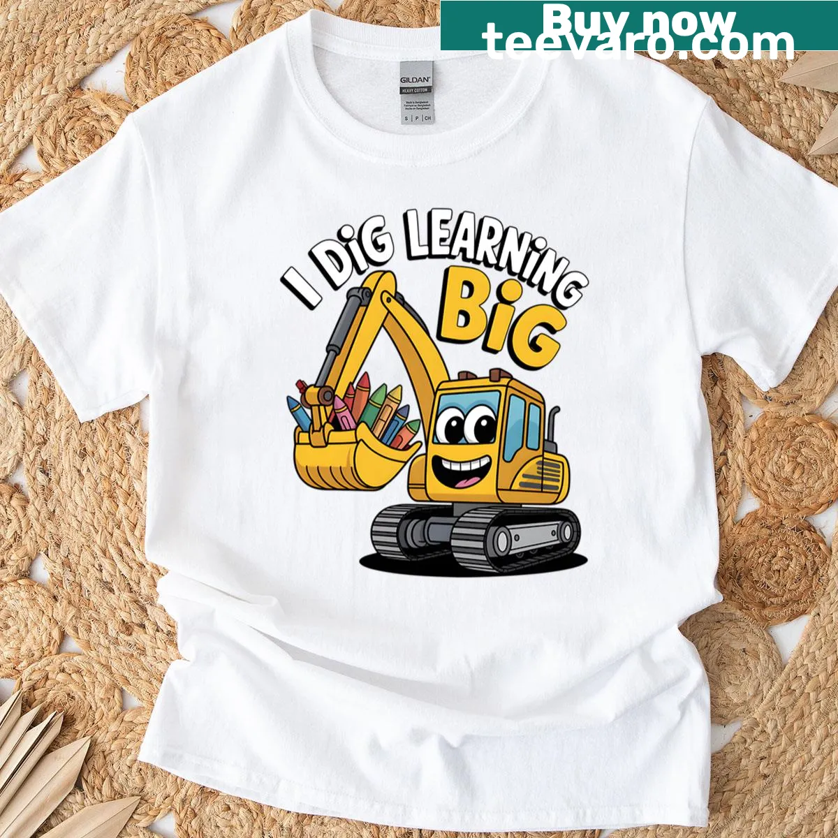 Cute T-shirt with an illustration of a dump truck for kids — on a men's t-shirt