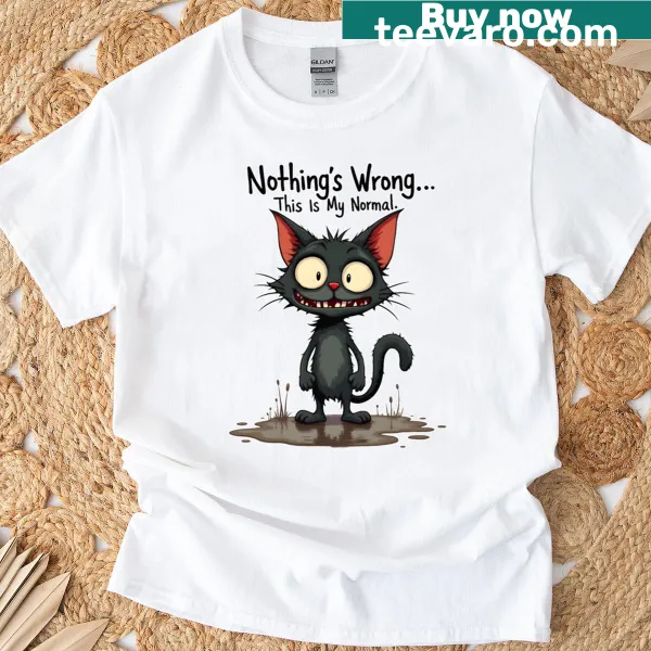 Funny cat and wine themed t-shirt with playful typography