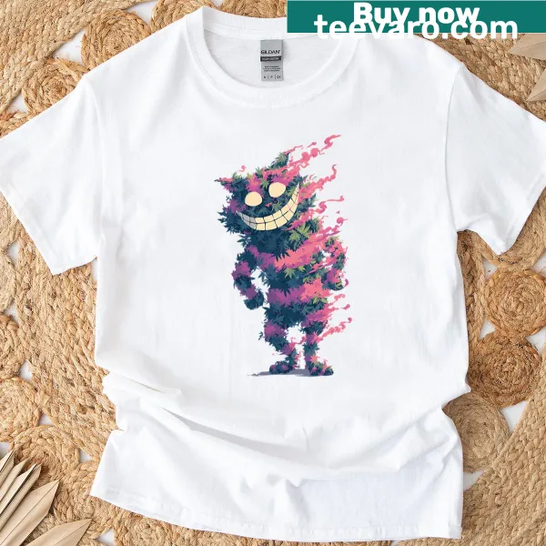 Illustration of a whimsical Cheshire cat with a grin, playful design