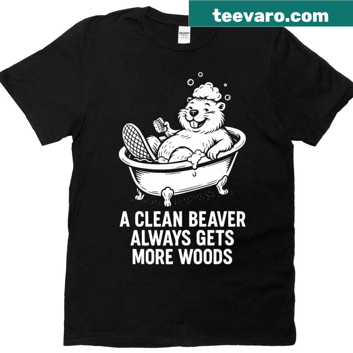 Sarcastic 'Clean Beaver' graphic on a T-shirt — on a men's t-shirt