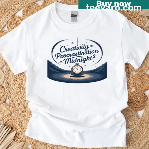 Stylized clock design with the phrase 'Creativity At Midnight'