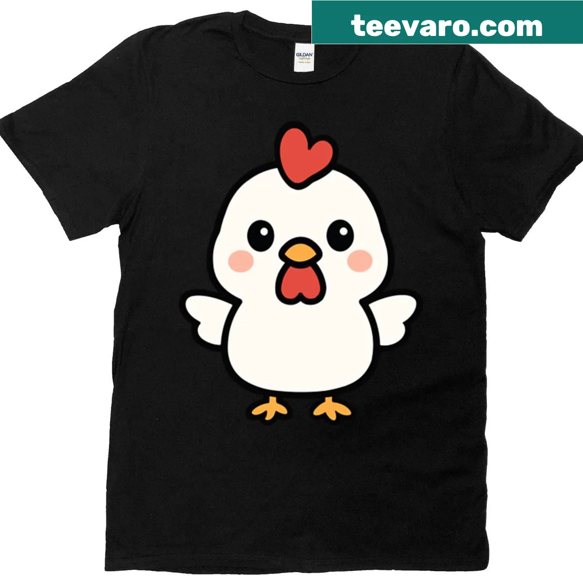 Cartoon chicken graphic on a playful T-shirt — on a men's t-shirt
