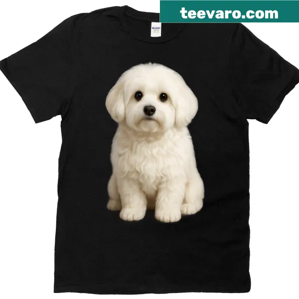 Charming portrait of a Havanese dog on a T-shirt.
