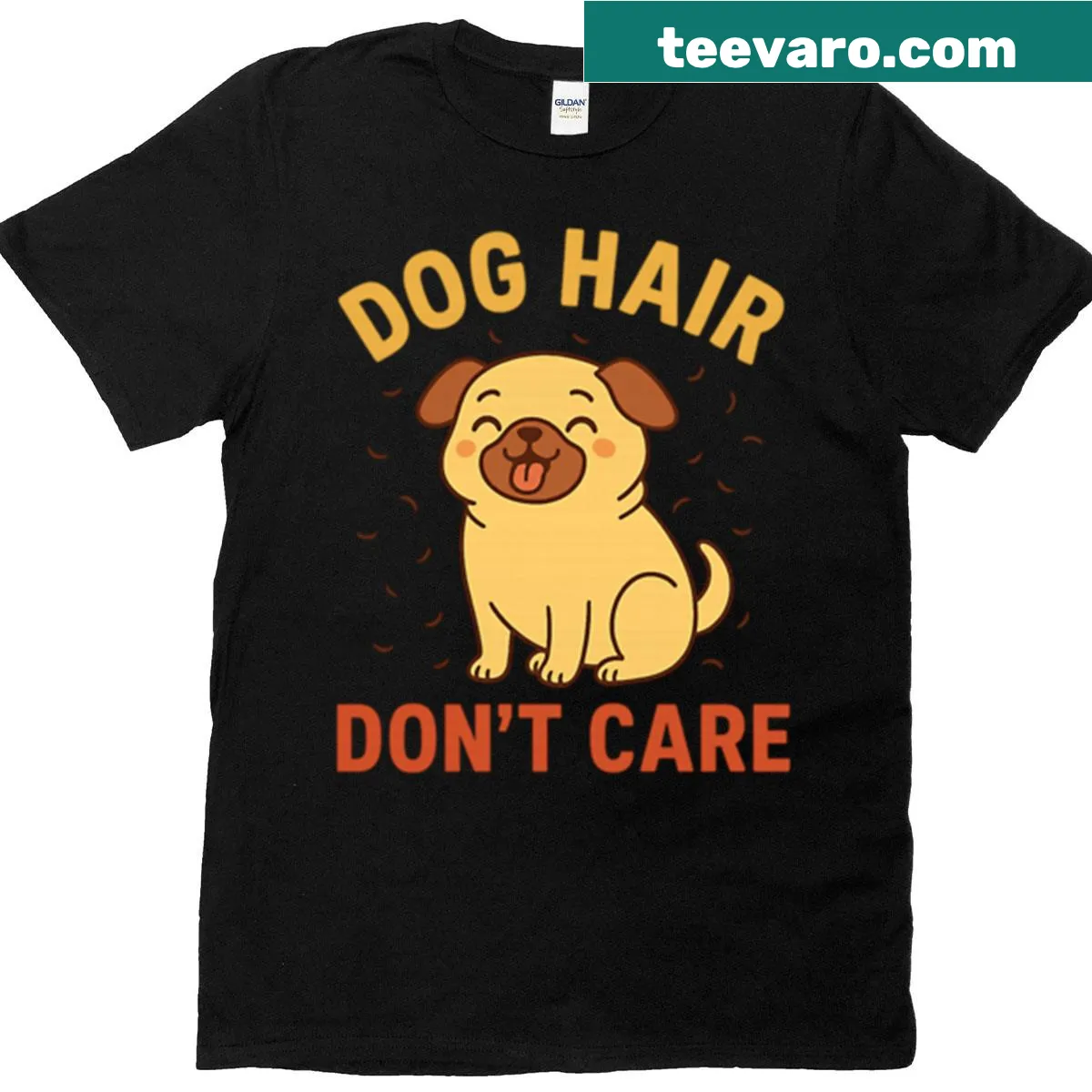 Oversized t-shirt with 'Dog Hair Dont Care' text for dog lovers — on a men's t-shirt