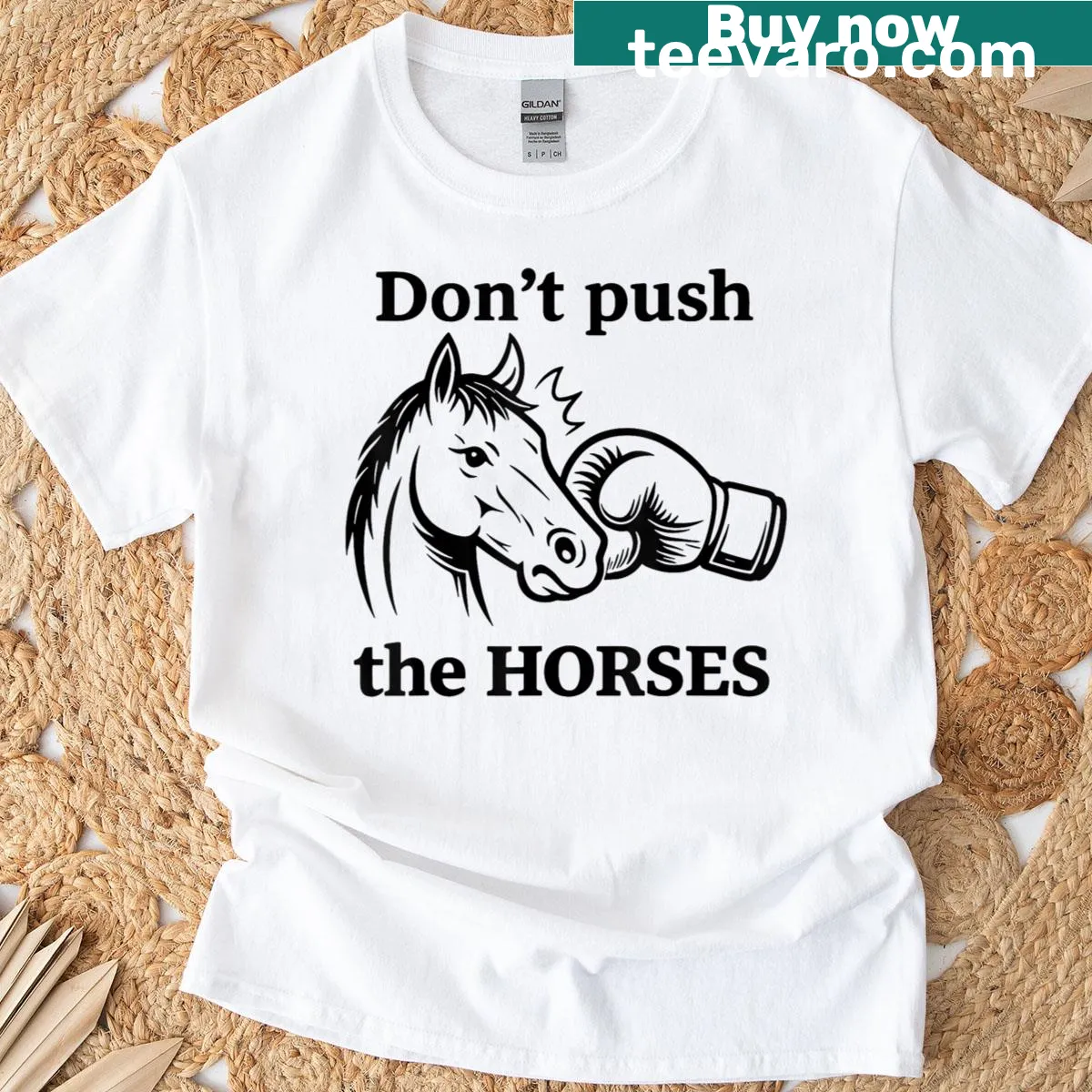 Funny farm animal t-shirt with boxing theme and humorous quote — on a men's t-shirt