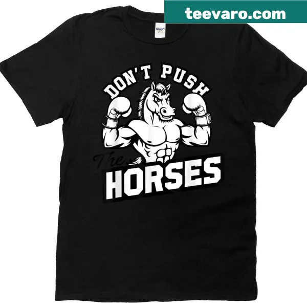 Funny horse meme t-shirt with a whimsical horse graphic and text