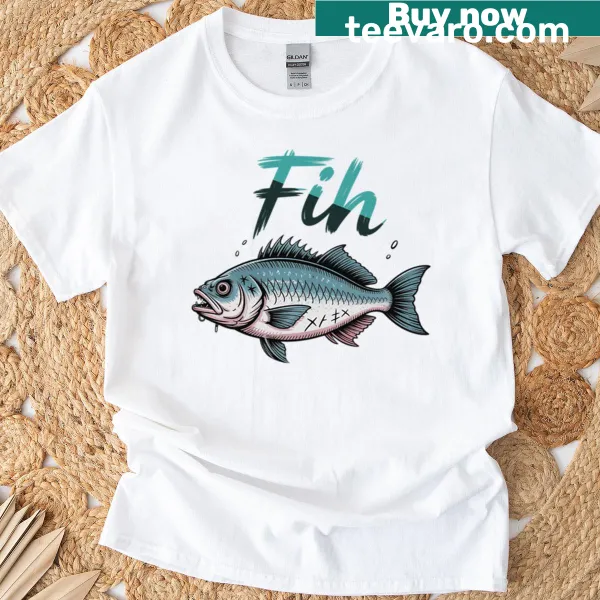 Grunge style t-shirt featuring the funny Fih Meme Fish graphic.