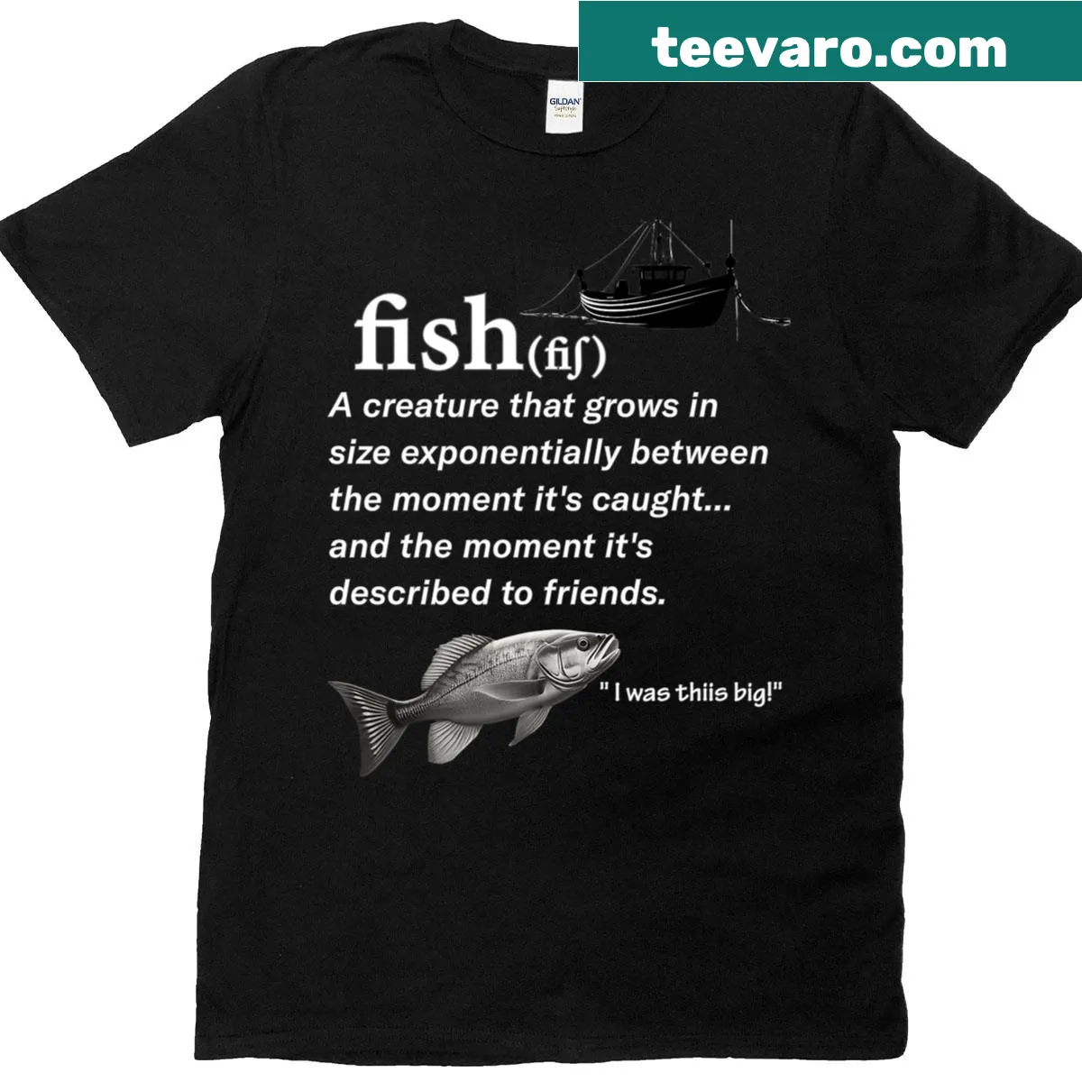 Illustrated Fish Tale Specialist T-shirt with playful fishing design — on a men's t-shirt