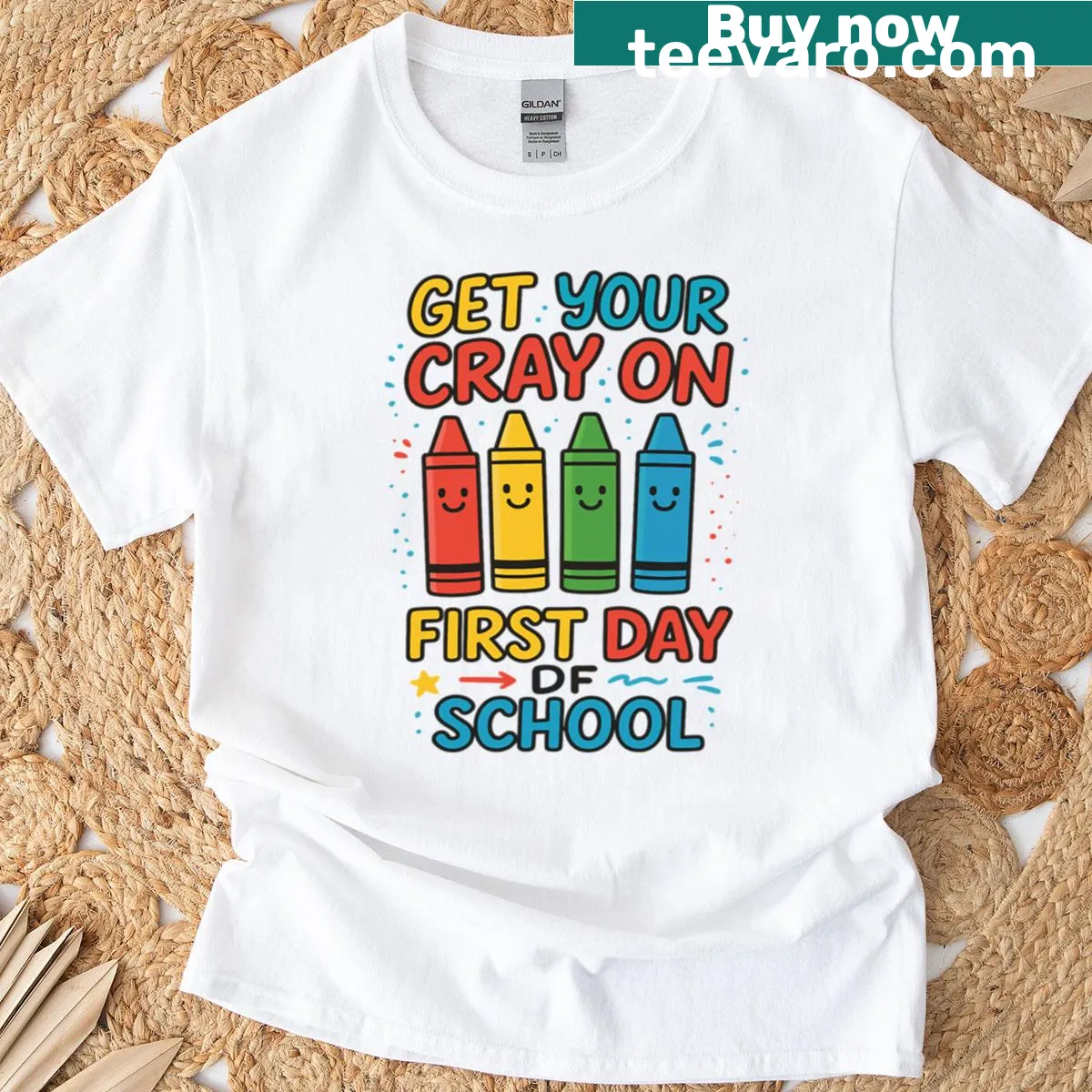 T-shirt for teachers with the phrase Get Your Cray On. — on a men's t-shirt