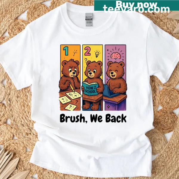 Cute bear graphic t-shirt depicting school stages and humor