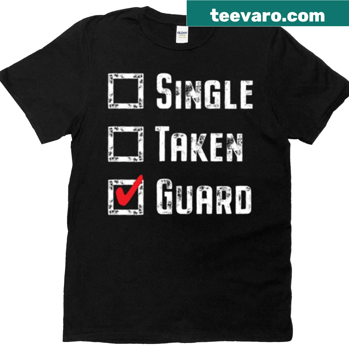 Checklist style humor for Color Guard relationship status in white print — on a men's t-shirt