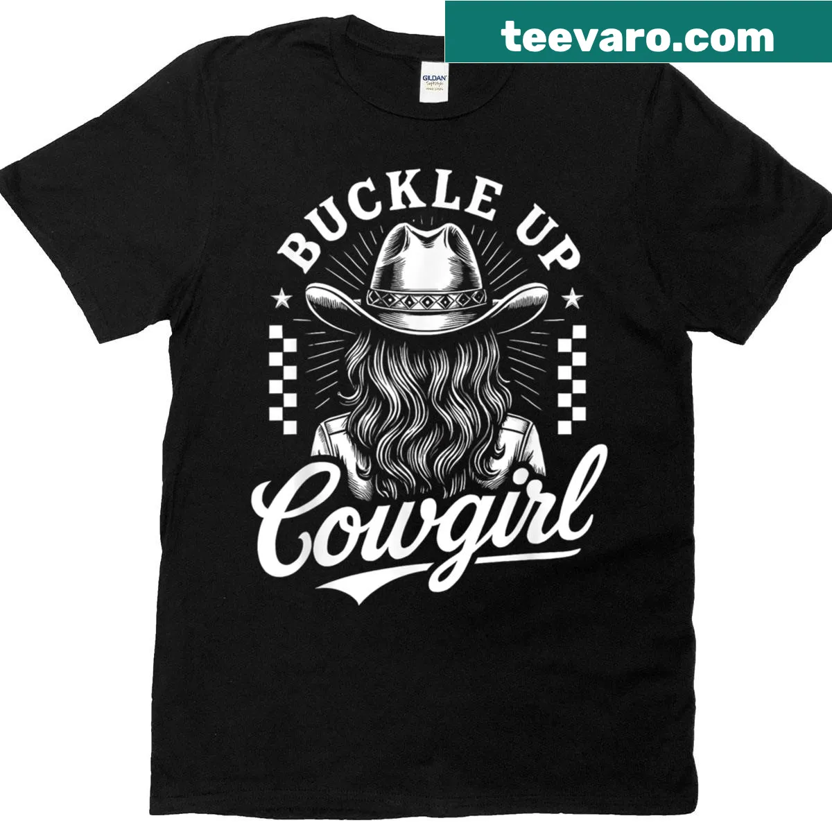 Humorous cowgirl quote graphic on t-shirt — on a men's t-shirt