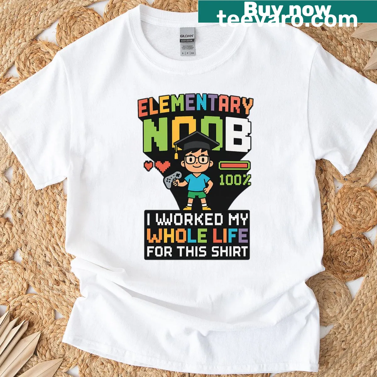 Gamer-themed first day of school t-shirt with fun graphics and text — on a men's t-shirt