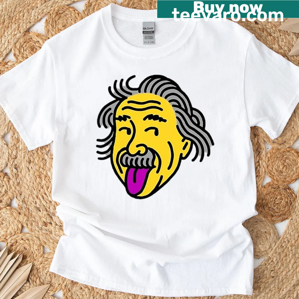 Retro cartoon face with tongue out on a funny t-shirt — on a men's t-shirt