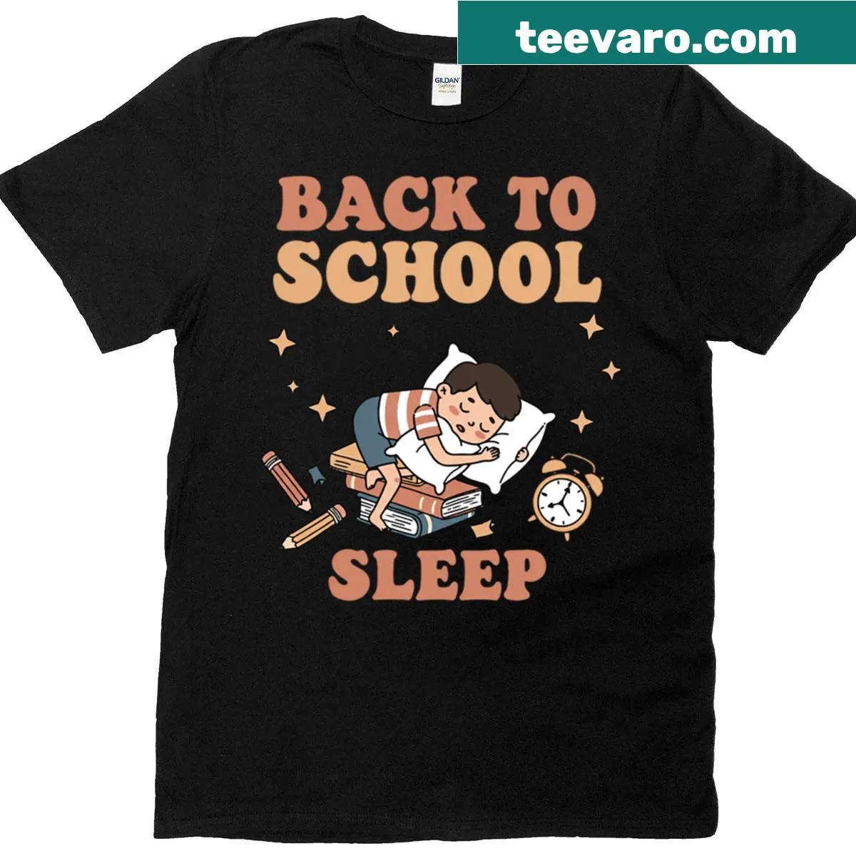 Groovy school sleep T-shirt with humorous text for sleepy students — on a men's t-shirt