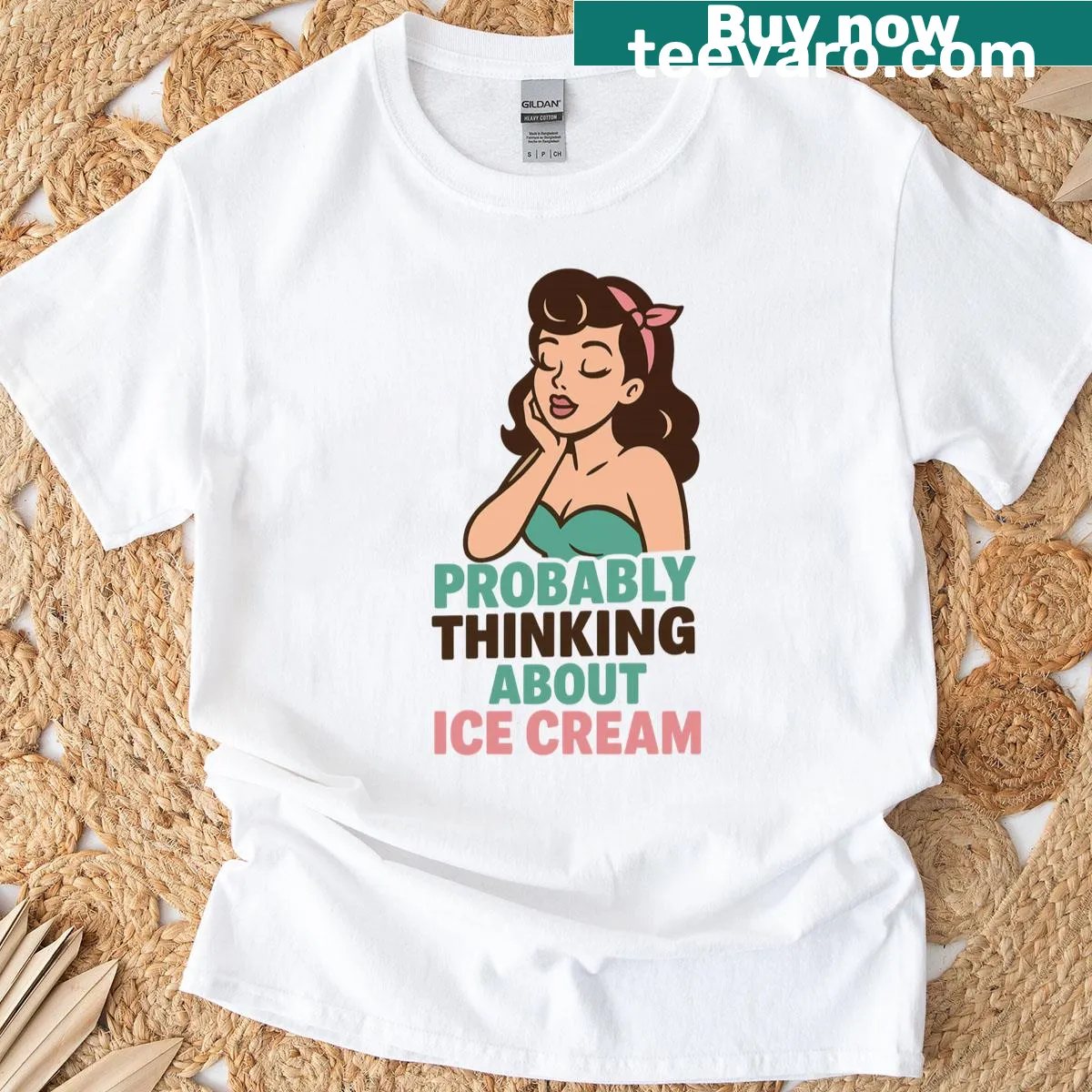 Foodie-themed t-shirt featuring humorous ice cream dream text — on a men's t-shirt