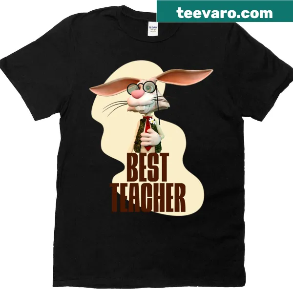 Funny t-shirt for teachers featuring a rabbit and 'Best Teacher' text